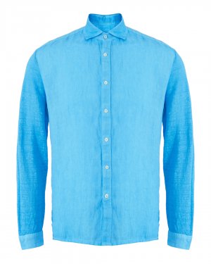 Рубашка изо льна 120% lino. Цвет: голубой