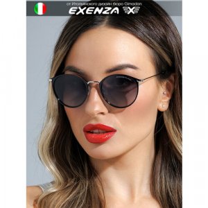Солнцезащитные очки , черный, серебряный Exenza. Цвет: серебристый/черный