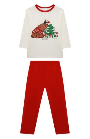 Хлопковая пижама La Perla. Цвет: красный