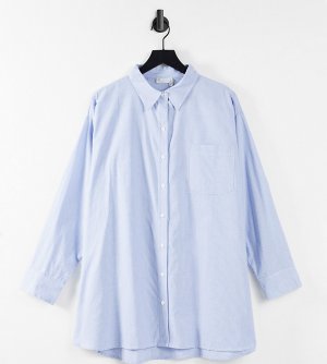 Сине-белая oversized-рубашка для сна из хлопка в полоску ASOS DESIGN Maternity-Голубой Maternity