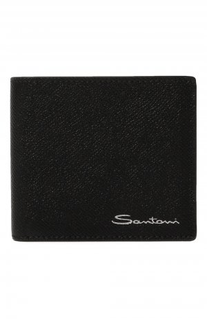 Кожаное портмоне Santoni. Цвет: чёрный