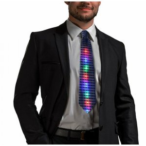 Светящийся галстук светодиодный черный Feifan. Цвет: черный