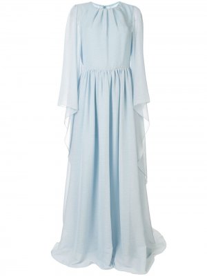 Платье с длинными рукавами и драпировкой Ingie Paris. Цвет: синий
