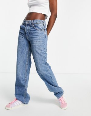 Выбеленные «мешковатые» джинсы бойфренда с заниженной талией из органического хлопка -Голубой ASOS DESIGN