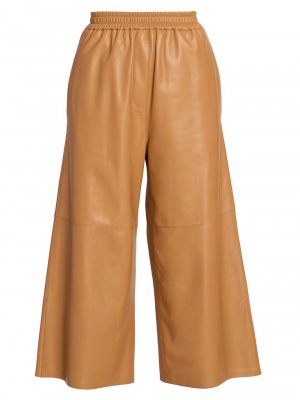 Кожаные укороченные широкие брюки Loewe