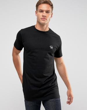 Черная длинная футболка Saints Row. Цвет: черный