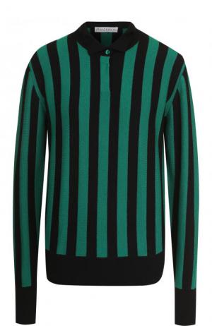 Шерстяной пуловер в контрастную полоску J.W. Anderson. Цвет: зеленый
