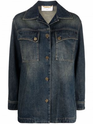 Джинсовая куртка-рубашка с карманами Alberta Ferretti. Цвет: синий