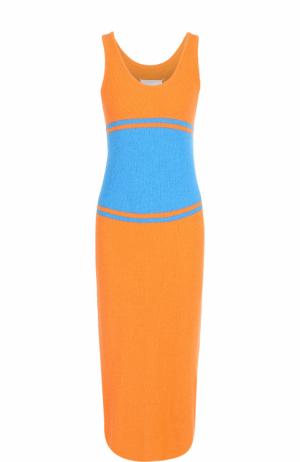 Вязаное платье-миди без рукавов Maison Margiela. Цвет: оранжевый