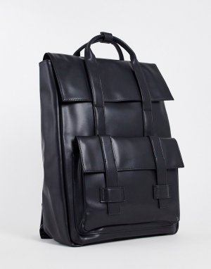 Черный рюкзак из искусственной кожи с двумя ручками -Черный цвет ASOS DESIGN