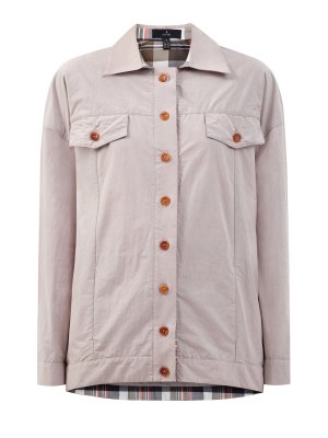 Легкая куртка-рубашка из хлопка с принтом на подкладке RE VERA. Цвет: бежевый