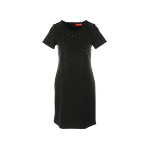 Платье с короткими рукавами и стразами RENE DERHY. Цвет: черный