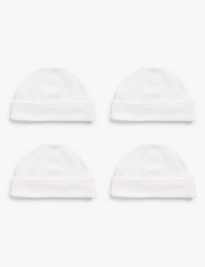 4 шт. шапок из чистого хлопка (0–1 год) , белый Marks & Spencer