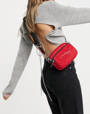 Красная сумка-кошелек на пояс -Черный цвет Replay