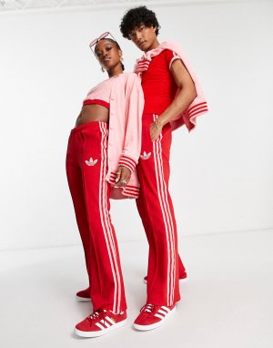 Красные расклешенные брюки унисекс adidas Originals 'adicolor 70s'