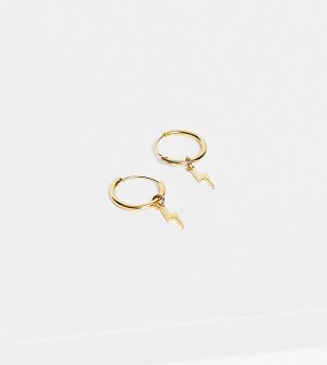 Золотистые серьги-кольца с подвесками в виде маленьких молний -Золотистый Orelia