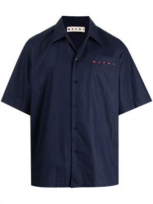 Рубашка с короткими рукавами и логотипом Marni. Цвет: синий