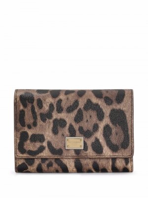 Leopard-print crespo bifold wallet Dolce & Gabbana. Цвет: коричневый
