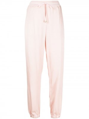 Drawstring-waist silk-blend track trousers Lorena Antoniazzi. Цвет: розовый