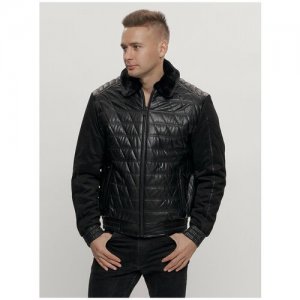 Классическая куртка кожанные мужская черного цвета 2499Ch, 50 MTFORCE. Цвет: черный