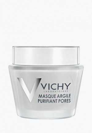 Маска для лица Vichy Минеральная очищающая поры с глиной  Mineral Masks, 75 мл + шпатель. Цвет: белый