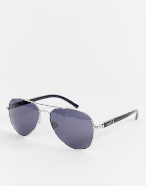 Солнцезащитные очки-авиаторы в серебристой оправе Esprit. Цвет: серебряный