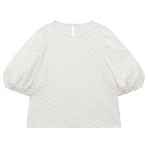 Блузка из шитья с объёмным рукавом для подростков (teen XS-S Белый) LOLOCLO. Цвет: белый