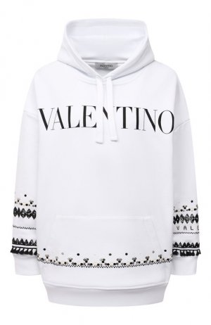 Хлопковое худи Valentino. Цвет: белый