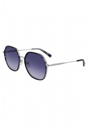 Солнцезащитные очки , серебристо-черный камуфляж Longchamp