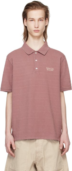 Розовая футболка-поло с вышивкой Golden Goose