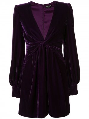 Короткое бархатное платье с драпировкой Tom Ford. Цвет: фиолетовый