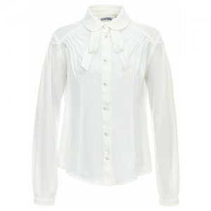 Блузка для девочки, с имитирующими бант лентами, SSFSG-829-23016-200/303, (146 белый) Silver Spoon. Цвет: белый