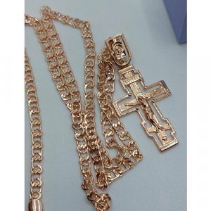 Славянский оберег, комплект украшений Позолоченная цепочка и подвеска крест, длина 60 см, золотой Fashion jewelry. Цвет: золотистый