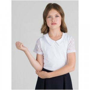 Школьная блуза , размер 134, белый Sherysheff. Цвет: белый