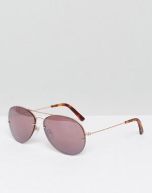 Розовые солнцезащитные очки-авиаторы без оправы Pala. Цвет: розовый