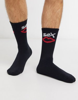 Черные носки с логотипом -Черный Sex Skateboards