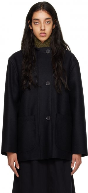 Черное пальто с отложным воротником Margaret Howell