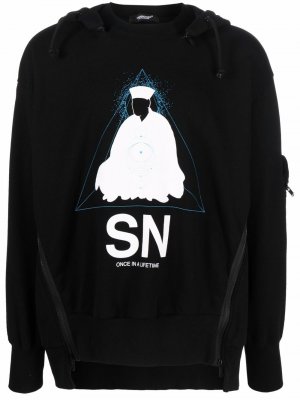 Graphic-print cotton hoodie UNDERCOVER. Цвет: черный