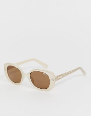 Круглые солнцезащитные очки в оправе кремового цвета -Кремовый Quay Australia