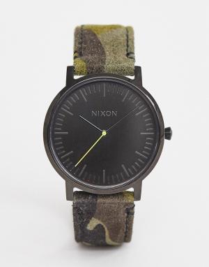 Часы с камуфляжным кожаным ремешком Porter Nixon