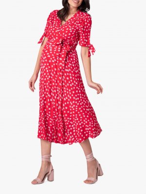 Платье для беременных Bessie с цветочным принтом, красное Seraphine