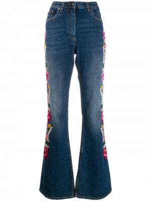 Расклешенные джинсы с цветочной вышивкой Etro. Цвет: синий