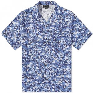 Рубашка Lloyd с камуфляжным цветочным принтом и коротким рукавом, синий A.P.C.