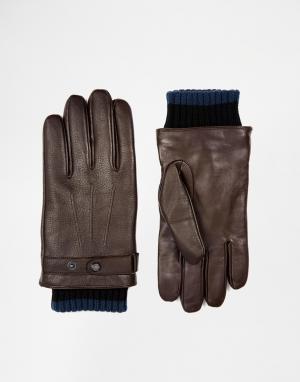 Кожаные перчатки Ted Baker. Цвет: коричневый