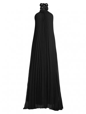 Платье Billie Plissé из креп-шифона с воротником-халтер , черный Ungaro
