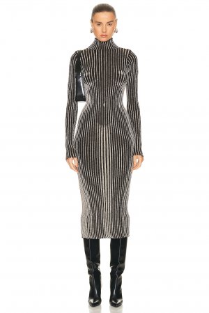 Платье Trompe L'Oeil High Neck Long Sleeve, цвет Brown & Silver Jean Paul Gaultier