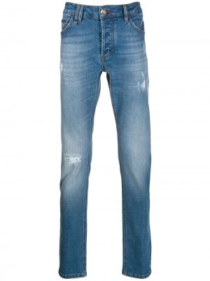 Классические брюки прямого кроя Philipp Plein. Цвет: синий