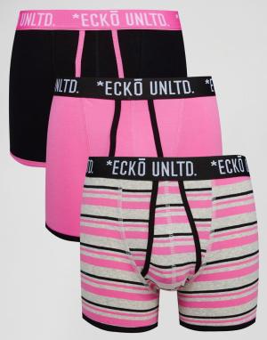3 розовых боксеров‑брифов Ecko. Цвет: розовый