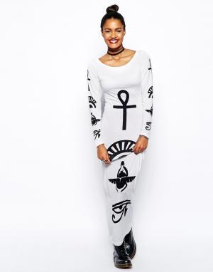 Облегающее платье макси с египетскими символами Kill Star. Цвет: белый