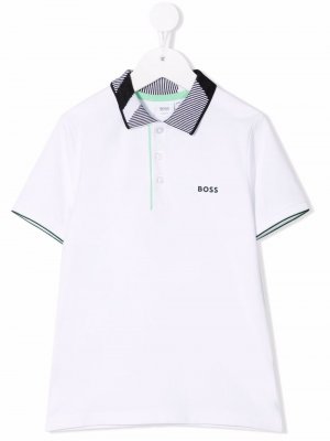 Рубашка поло с логотипом BOSS Kidswear. Цвет: белый